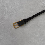 ボッテガ ヴェネタ 編み込み ナロー ベルト ゴールド / ダークブラウン - NEWSED