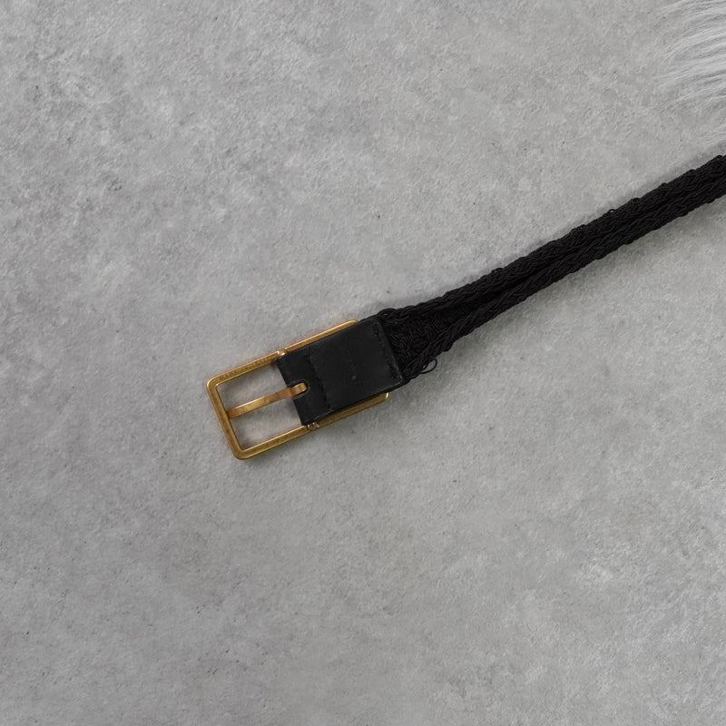 ボッテガ ヴェネタ 編み込み ナロー ベルト ゴールド / ダークブラウン - NEWSED