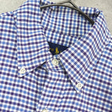 ポロ ラルフローレン 長袖シャツ ゴルフロゴ 刺繍 チェック柄 ブルー - NEWSED
