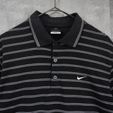 ナイキ ロゴ ボーダー 半袖ポロシャツ ブラック - NEWSED