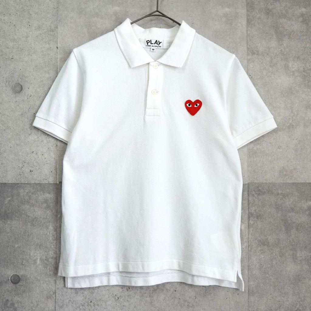 プレイ コム デ ギャルソン ハート 半袖ポロシャツ ホワイト