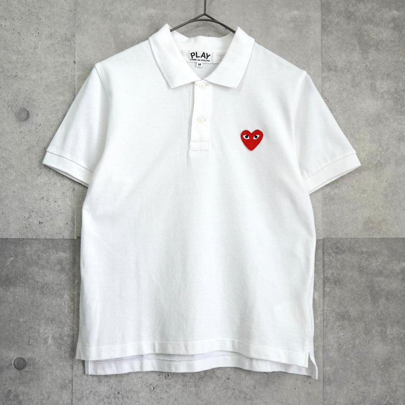 プレイ コム デ ギャルソン ハート 半袖ポロシャツ ホワイト - NEWSED