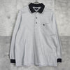 Burberry Border Horse Logo Embroidered Long Sleeve Polo Shirt in Gray/White