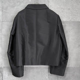 プラダ サテン クロップド ジャケット テーラードジャケット グレー レディース - NEWSED