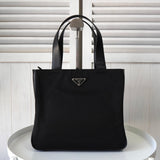 プラダ ポコノ テスート ナイロン / レザー ハンドバッグ トライアングルロゴ ブラック - NEWSED