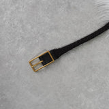 ボッテガ ヴェネタ 編み込み ナロー ベルト ゴールド / ダークブラウン - NEWSED