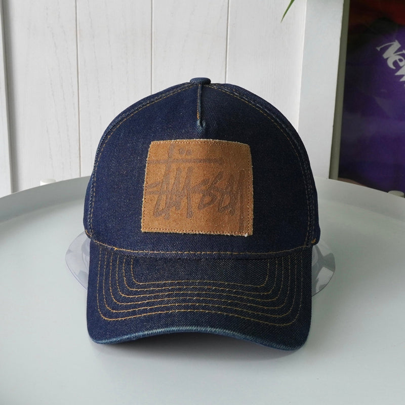 ステューシー ロゴ レザーパッチ デニム キャップ - NEWSED