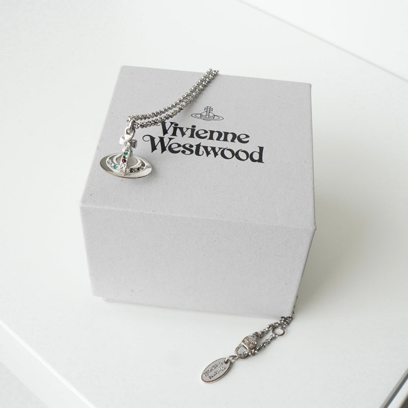 ヴィヴィアン ウエストウッド ミニ オーブ ラインストーン シルバー ネックレス 箱付き - NEWSED