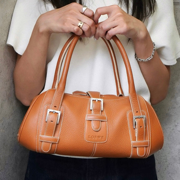 ロエベ センダ レザー ハンドバッグ ブラウン | ブランド古着を扱う