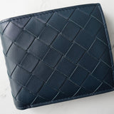 ボッテガ ヴェネタ イントレチャート レザー 二つ折り財布 ネイビー - NEWSED