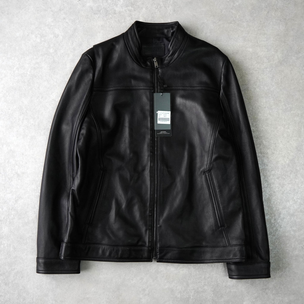 ポリス ラムレザー シングル ライダースジャケット レザージャケット ブラック メンズ タグ付き未使用品