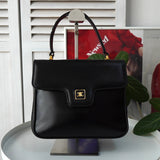 セリーヌ ヴィンテージ トリオンフ カーフ レザー ハンドバッグ 自立型 ブラック - NEWSED