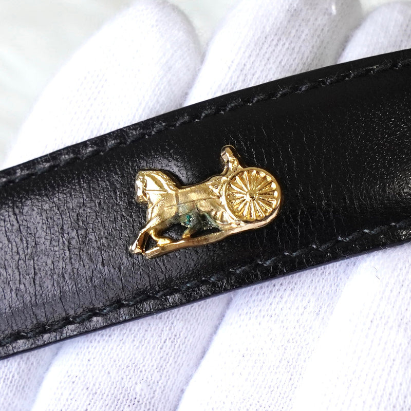 セリーヌ ヴィンテージ 輪馬車 サルキー レザー ベルト ブラック - NEWSED