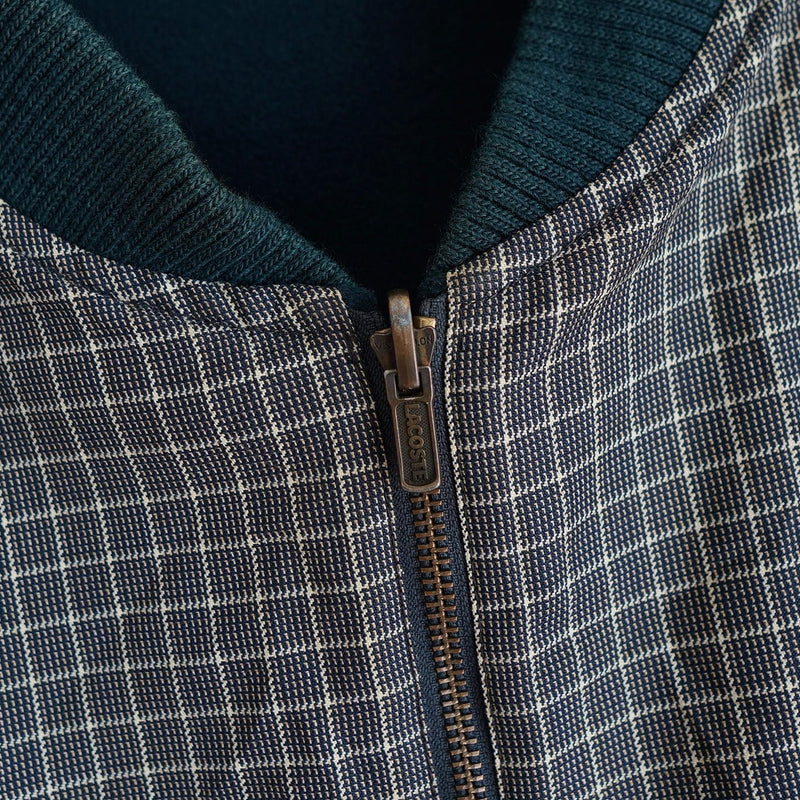 ラコステ リバーシブル ブルゾン スタジャン ロゴパッチ チェック柄 グリーン/カーキ - NEWSED