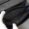 Prada Saffiano Leather Bi-fold Wallet Long Wallet Triangle Plate Black