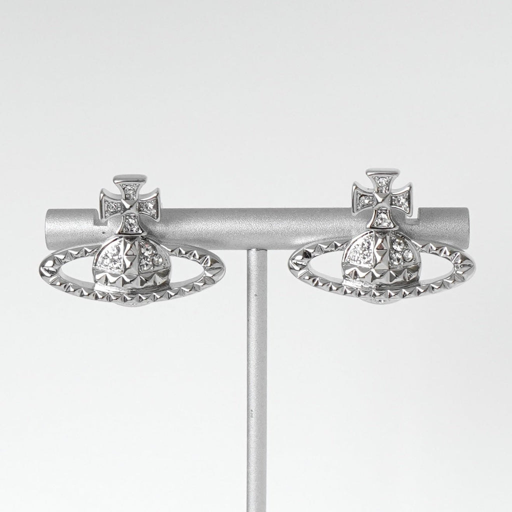 注文 ヴィヴィアン ラインストーンピアス シルバー 極美品