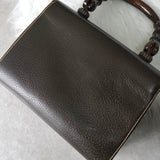 グッチ バンブー レザー ハンドバッグ モスグリーン - NEWSED