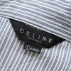 セリーヌ ヴィンテージ ストライプ柄 ロゴ 刺繍 パジャマシャツ 長袖シャツ ブルー