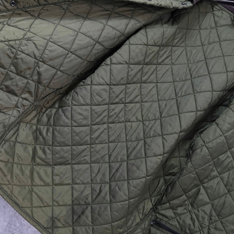 バブアー コーデュロイ襟 ロゴ キルティングジャケット カーキ - NEWSED