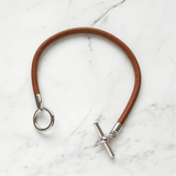 エルメス グレナン レザー ブレスレット ブラウン / シルバー - NEWSED