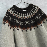 セリーヌ フェアアイル トリオンフ クルーネック ニット ベージュ ブラウン - NEWSED