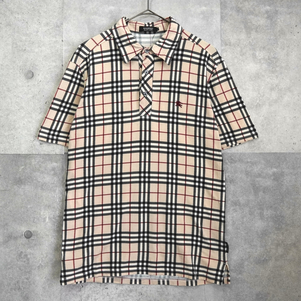 バーバリー ブラック レーベル ホースロゴ 刺繍 ノバチェック 半袖トップス ベージュ
