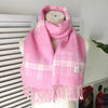 クレージュ ロゴ ウール チェック マフラー ピンク レディース