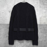 セリーヌ ヴィンテージ カシミア ケーブル ニット レディース チャコールグレー レザー ウエストベルト付き - NEWSED