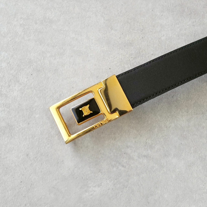 セリーヌ ヴィンテージ トリオンフ レザー ベルト ブラック - NEWSED