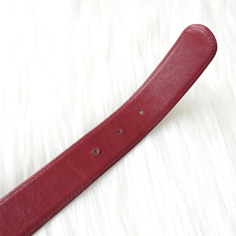 クリスチャンディオール ヴィンテージ ロゴ レザー ベルト ボルドー レディース - NEWSED