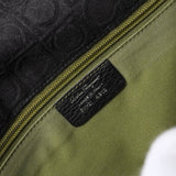 サルバトーレフェラガモ ガンチーニ ベロア調 キャンバス / レザー ハンドバッグ 肩掛け ブラック - NEWSED