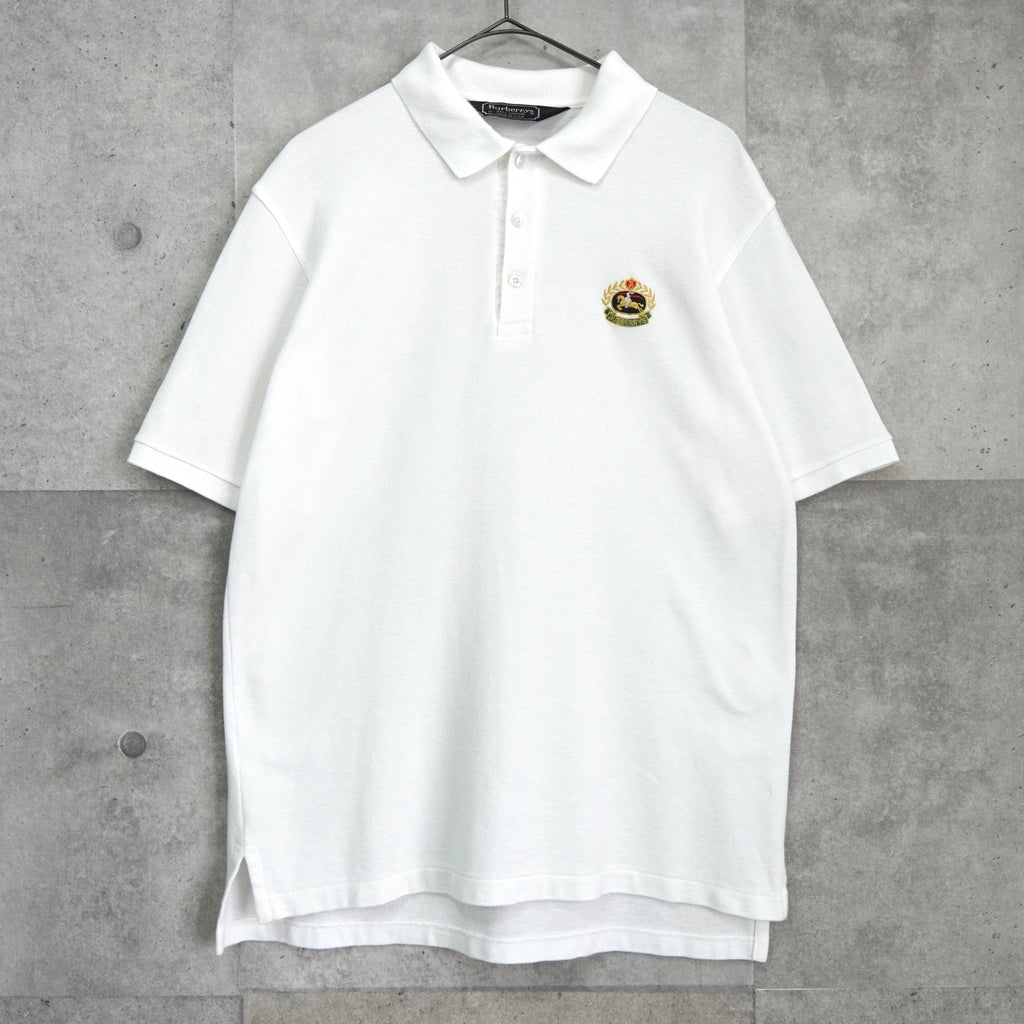 Burberry 白色复古徽标刺绣短袖 Polo 衫