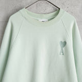 アミパリ アミ パリス ハートロゴ 刺繍 スウェット パステルミントグリーン - NEWSED