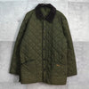 バブアー コーデュロイ襟 ロゴ キルティングジャケット カーキ