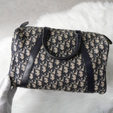 クリスチャンディオール トロッター キャンバス / レザー ミニボストンバッグ ネイビー - NEWSED