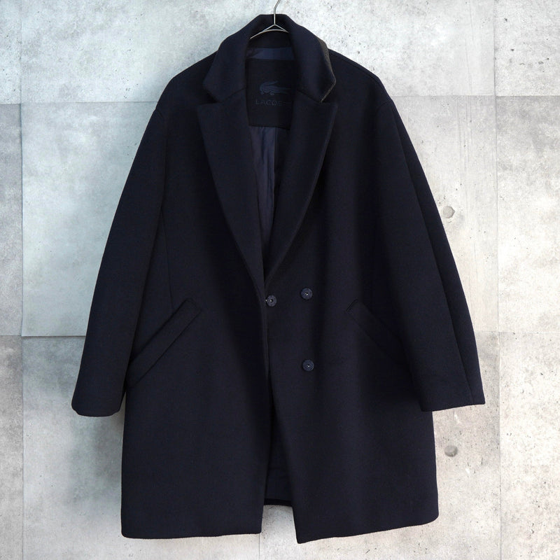 ラコステ ウールコート チェスターコート オーバーコート ネイビー - NEWSED