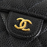 シャネル ココマーク マトラッセ キャビアスキン コンパクトウォレット 三つ折り財布 ブラック - NEWSED