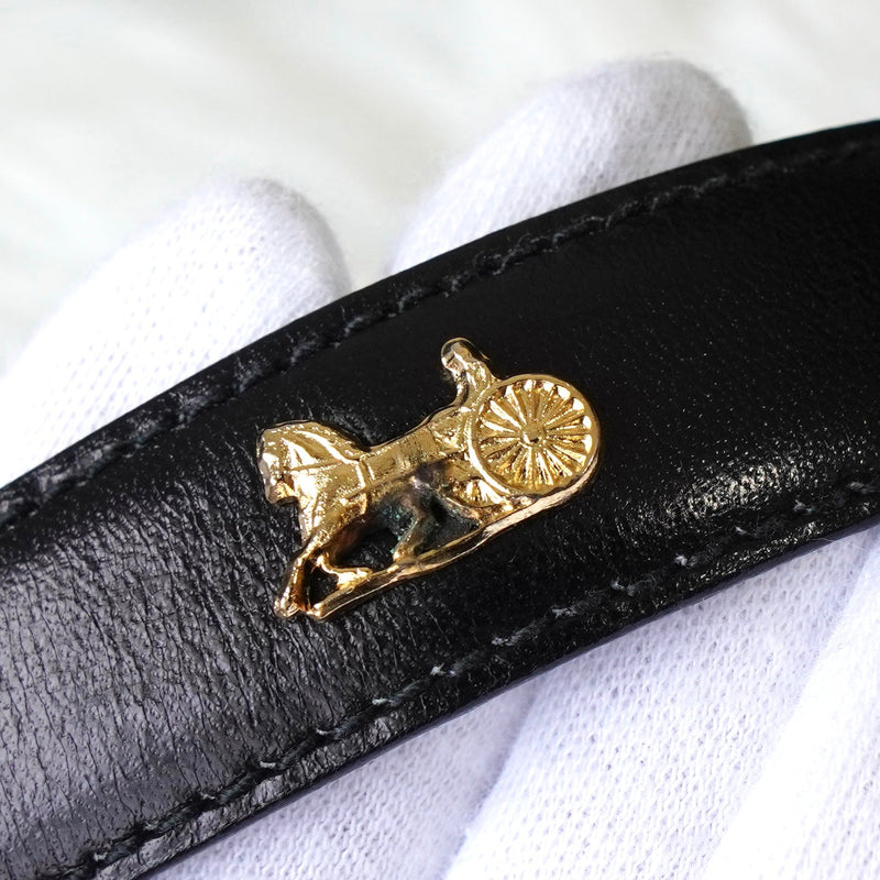 セリーヌ ヴィンテージ 輪馬車 サルキー レザー ベルト ブラック - NEWSED