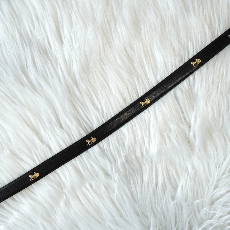 セリーヌ ヴィンテージ 輪馬車 サルキー レザー ベルト ブラック - NEWSED