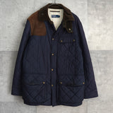 ポロ ラルフローレン スエード切り替え コーデュロイ襟 キルティングジャケット ネイビー - NEWSED