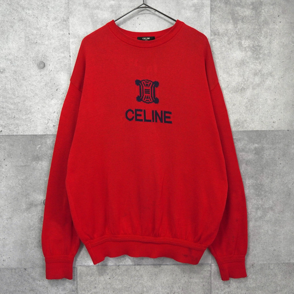 Celine Vintage Triomphe 红色针织衫