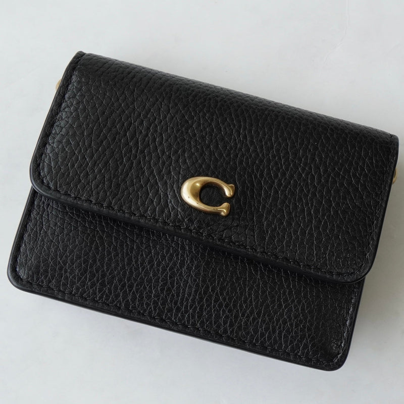 コーチ レザー チェーン ウォレットバッグ カードケース ブラック - NEWSED