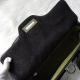 サルバトーレフェラガモ ガンチーニ ベロア調 キャンバス / レザー ハンドバッグ 肩掛け ブラック - NEWSED