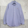 ポロ ラルフローレン 長袖シャツ ゴルフロゴ 刺繍 チェック柄 ブルー