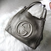 Gucci Soho 金属灰色皮革流苏手提包