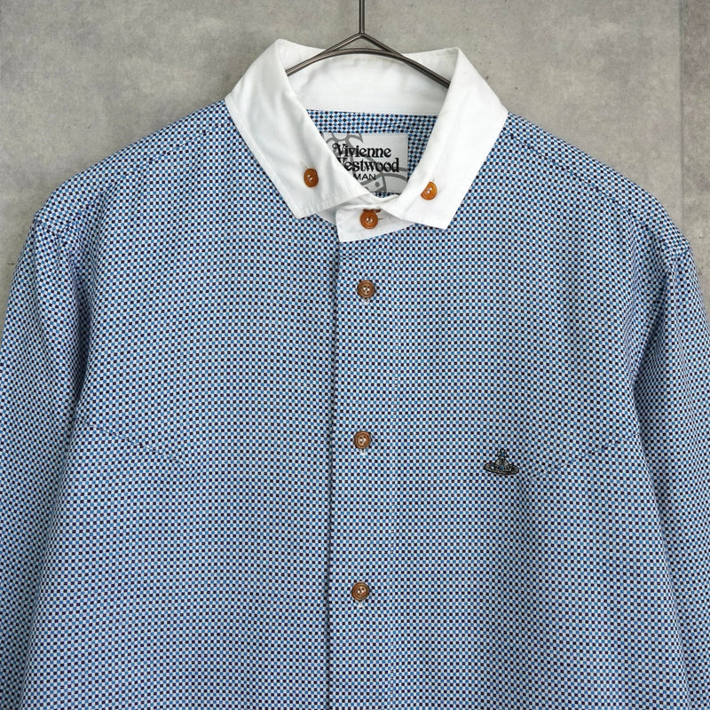 ヴィヴィアン ウエストウッド オーブ 長袖シャツ クレリックシャツ ブルー - NEWSED