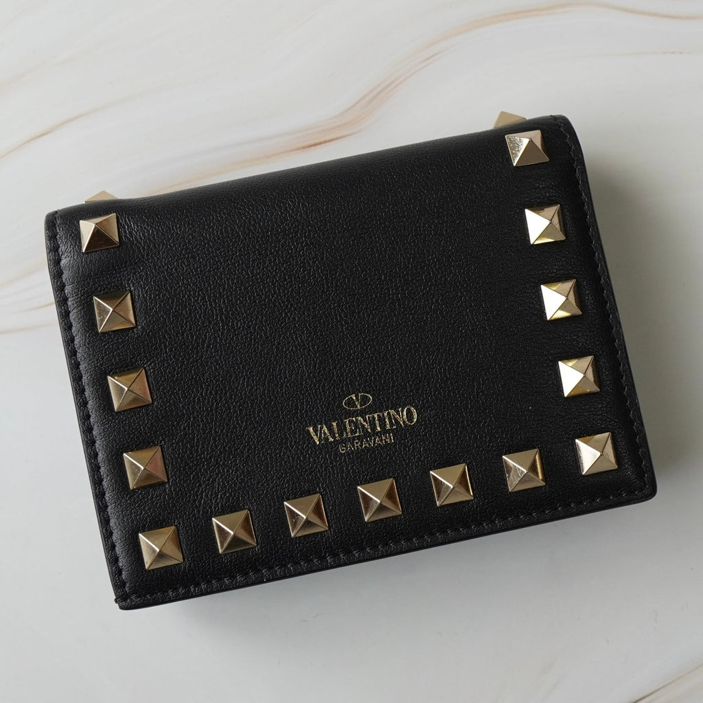 Valentino Garavani Rockstud 黑色双折钱包