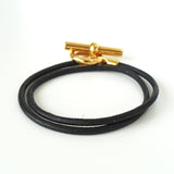 エルメス レザー グレナン チョーカー ブレスレット ブラック - NEWSED