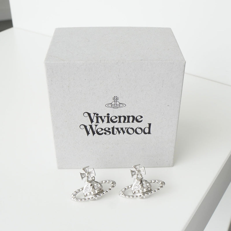ヴィヴィアン ウエストウッド オーブ ラインストーン シルバー ピアス 箱付き - NEWSED