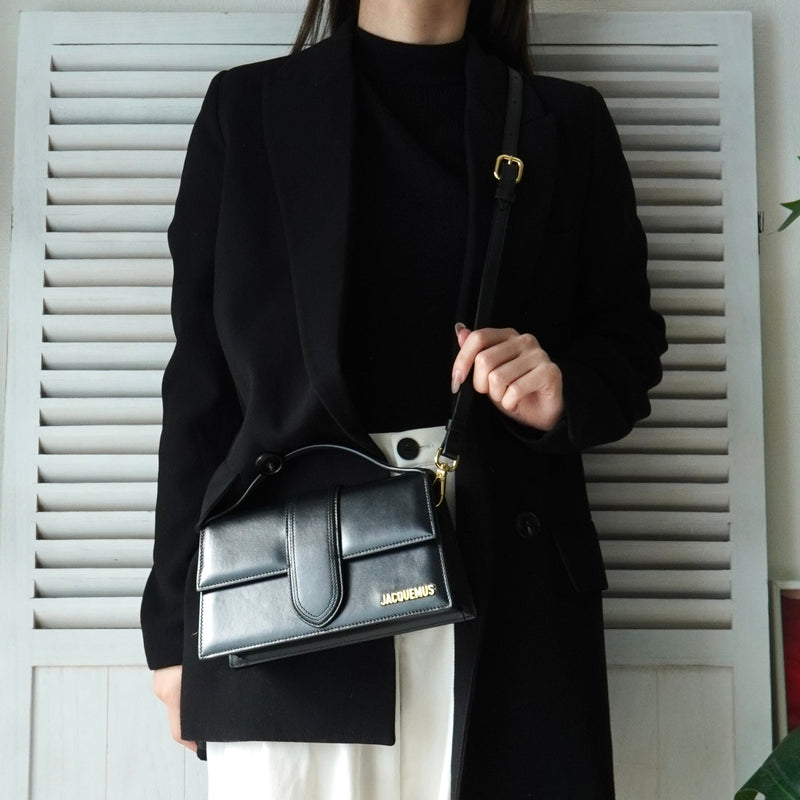 ジャックムス バンビーノ ラージ ショルダーバッグ ハンドバッグ ブラック - NEWSED